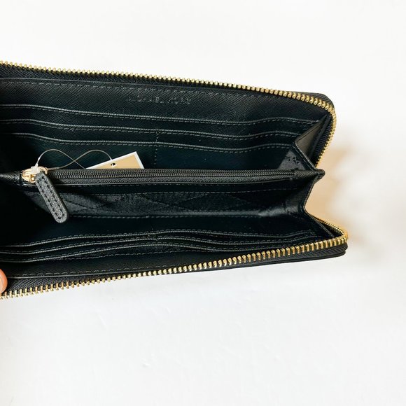 Michael Kors Jet Set Travel Large Three Quarter Zip Leather Wallet Black - Picture 6 of 9